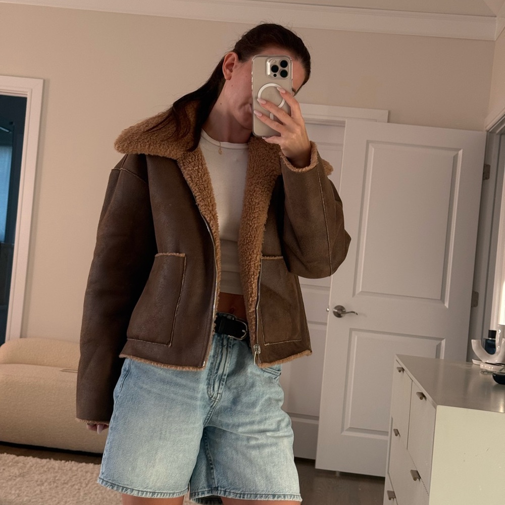 Brown Shearling Reversible Jacket - image 6